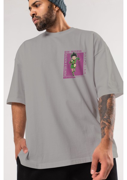 Gon Freecss Hunter x Hunter 3 Ön Sol Baskılı Oversize T-Shirt Erkek Kadın Unisex Pamuk Bisiklet Yaka Tişort modelleri