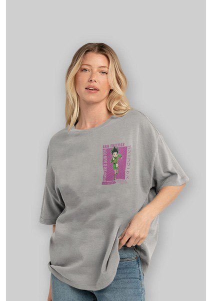 Gon Freecss Hunter x Hunter 3 Ön Sol Baskılı Oversize T-Shirt Erkek Kadın Unisex Pamuk Bisiklet Yaka Tişort fırsatları