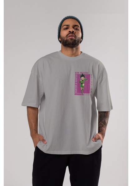 Gon Freecss Hunter x Hunter 3 Ön Sol Baskılı Oversize T-Shirt Erkek Kadın Unisex Pamuk Bisiklet Yaka Tişort indirimleri