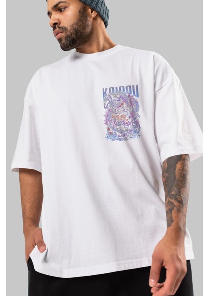 Kaıdou One Pıece Ön Sol Baskılı Oversize T-Shirt Erkek Kadın Unisex Pamuk Bisiklet Yaka modelleri