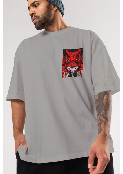 Kenpachı Zarakı Bleach Ön Sol Baskılı Oversize T-Shirt Erkek Kadın Unisex Pamuk Bisiklet Yaka Tişort modelleri