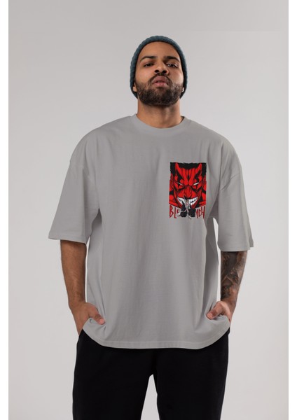 Kenpachı Zarakı Bleach Ön Sol Baskılı Oversize T-Shirt Erkek Kadın Unisex Pamuk Bisiklet Yaka Tişort indirimleri