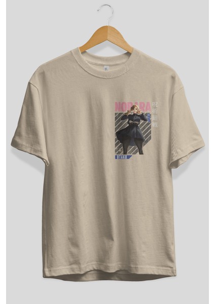 Nobara Kugisaki 4 Ön Sol Baskılı Oversize T-Shirt Erkek Kadın Unisex Pamuk Bisiklet Yaka Tişort fiyatları