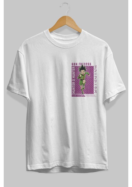 Gon Freecss Hunter x Hunter 3 Ön Sol Baskılı Oversize T-Shirt Erkek Kadın Unisex Pamuk Bisiklet Yaka fiyatları