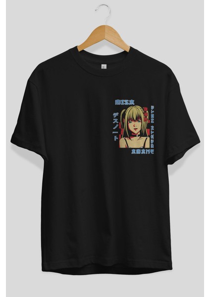 Mısa-Death Note Ön Sol Baskılı Oversize T-Shirt Erkek Kadın Unisex Pamuk Bisiklet Yaka fiyatları
