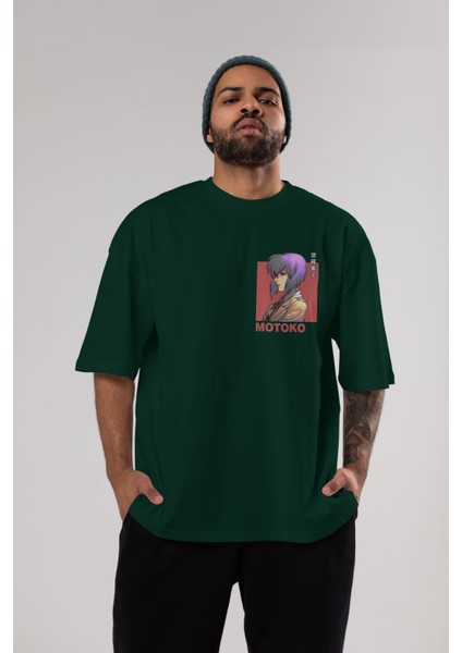 Motoko Kusanagi 12 Ön Sol Baskılı Oversize T-Shirt Erkek Kadın Unisex Pamuk Bisiklet Yaka Tişort indirimleri
