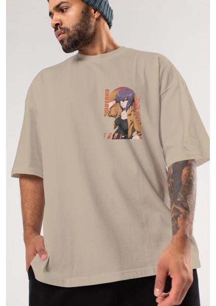 Motoko Kusanagi 9 Ön Sol Baskılı Oversize T-Shirt Erkek Kadın Unisex Pamuk Bisiklet Yaka Tişort modelleri