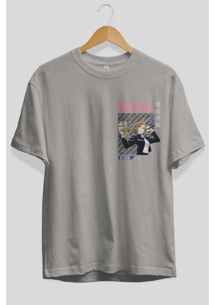 Nobara Kugisaki 6 Ön Sol Baskılı Oversize T-Shirt Erkek Kadın Unisex Pamuk Bisiklet Yaka Tişort fiyatları