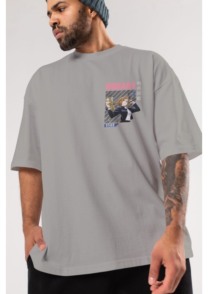 Nobara Kugisaki 6 Ön Sol Baskılı Oversize T-Shirt Erkek Kadın Unisex Pamuk Bisiklet Yaka Tişort modelleri