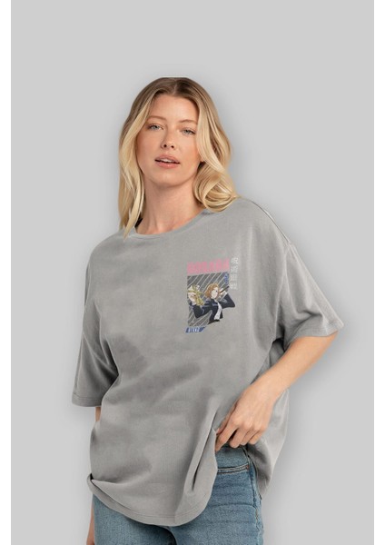 Nobara Kugisaki 6 Ön Sol Baskılı Oversize T-Shirt Erkek Kadın Unisex Pamuk Bisiklet Yaka Tişort fırsatları