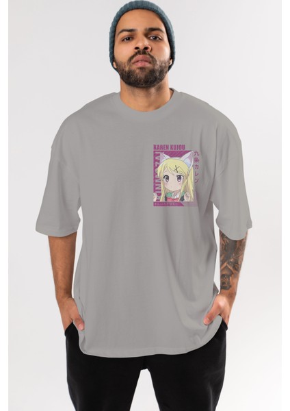Karen Kujou 4 Ön Sol Baskılı Oversize T-Shirt Erkek Kadın Unisex Pamuk Bisiklet Yaka Tişort