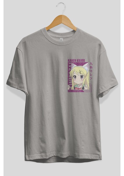 Karen Kujou 4 Ön Sol Baskılı Oversize T-Shirt Erkek Kadın Unisex Pamuk Bisiklet Yaka Tişort fiyatları