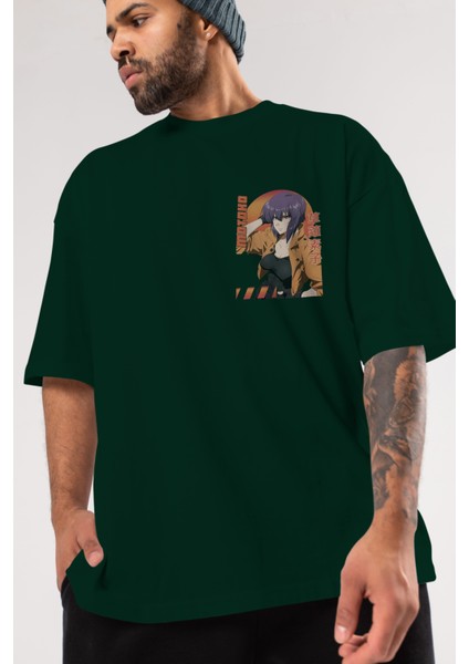 Motoko Kusanagi 9 Ön Sol Baskılı Oversize T-Shirt Erkek Kadın Unisex Pamuk Bisiklet Yaka Tişort modelleri