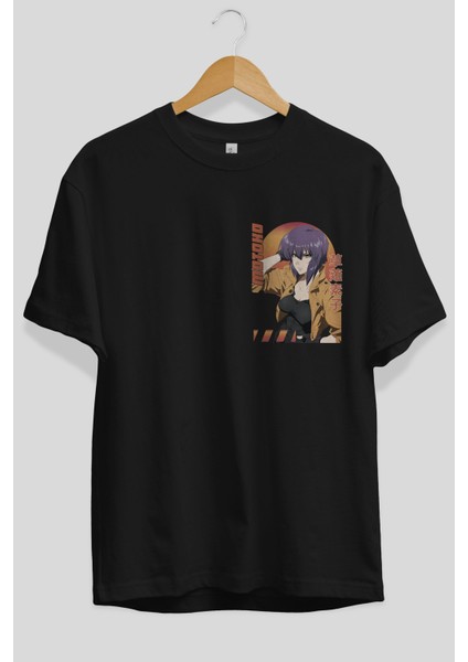Motoko Kusanagi 9 Ön Sol Baskılı Oversize T-Shirt Erkek Kadın Unisex Pamuk Bisiklet Yaka fiyatları