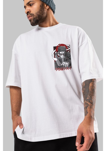 Shısuı Uchıha Naruto Ön Sol Baskılı Oversize T-Shirt Erkek Kadın Unisex Pamuk Bisiklet Yaka modelleri