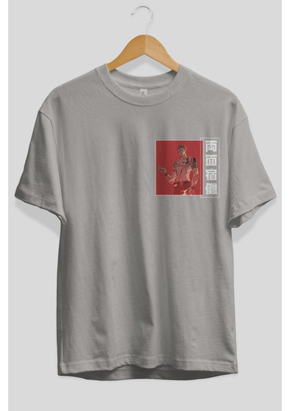 Sukuna Ryoumen 3 Ön Sol Baskılı Oversize T-Shirt Erkek Kadın Unisex Pamuk Bisiklet Yaka Tişort fiyatları