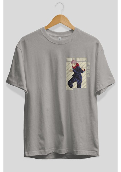 Yuuji Itadori 1 Ön Sol Baskılı Oversize T-Shirt Erkek Kadın Unisex Pamuk Bisiklet Yaka Tişort fiyatları