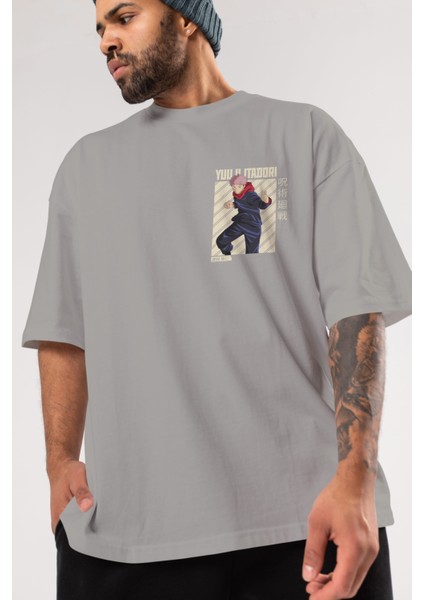 Yuuji Itadori 1 Ön Sol Baskılı Oversize T-Shirt Erkek Kadın Unisex Pamuk Bisiklet Yaka Tişort modelleri