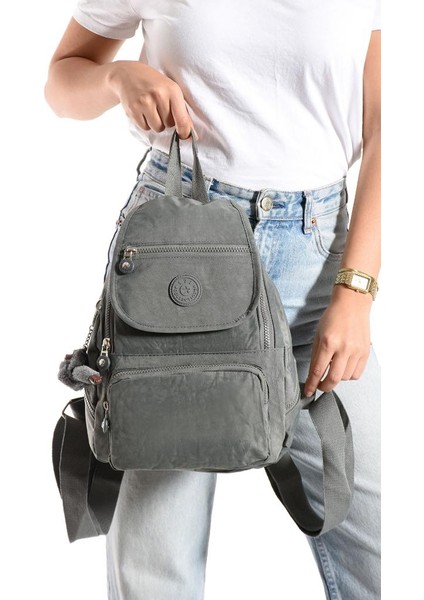 Kadın Sırt Çantası Kapaklı Model 30*25 cm Hafif Klinkır Kumaş Spor Çantası Günlük Bayan Çantası