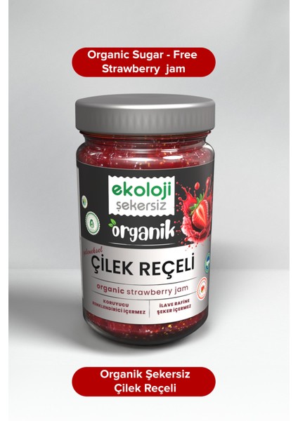 Organik Şekersiz Çilek Reçeli 380 gr