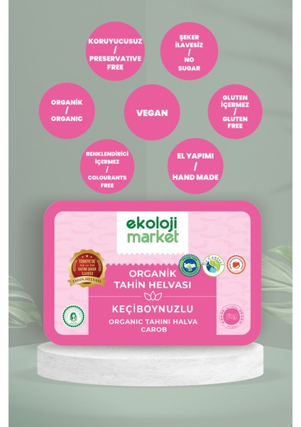 Organik Glutensiz Şekersiz Tahin Helvası Keçiboynuzlu 200 gr fiyatları