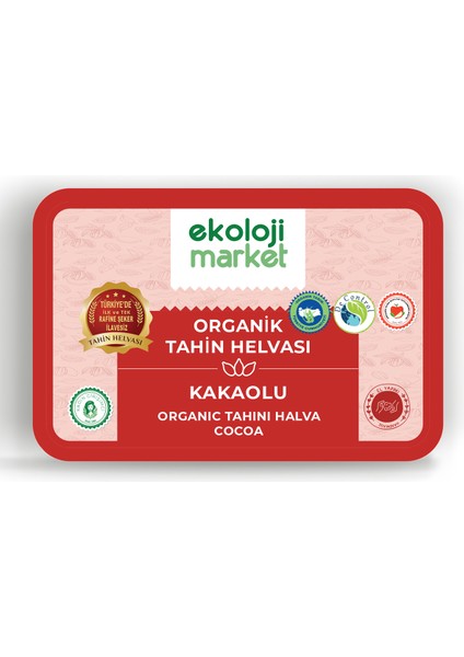 Organik Glutensiz Şekersiz Tahin Helvası Kakaolu 200 gr