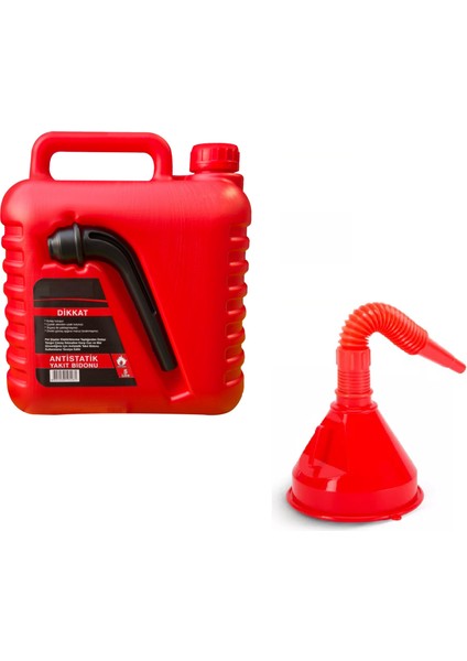 Benzin Yakıt Bidonu Flex Uçlu Huni Set 5 Lt