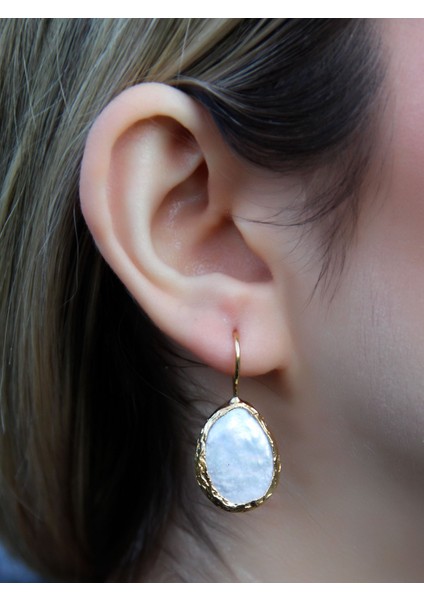 Doğal Sedef Damla Model Doğal Sedef Altın Kaplama Kadın Küpe EUKU4DS fiyatları