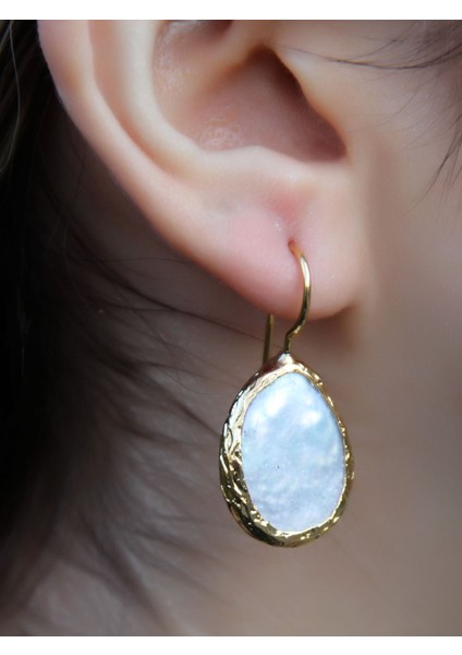 Doğal Sedef Damla Model Doğal Sedef Altın Kaplama Kadın Küpe EUKU4DS modelleri