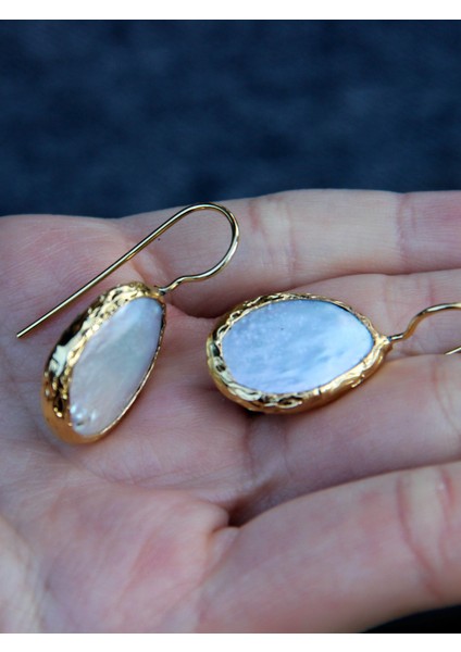 Doğal Sedef Damla Model Doğal Sedef Altın Kaplama Kadın Küpe EUKU4DS fırsatları