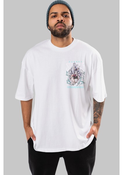 Carrot Sulong Ön Sol Baskılı Oversize T-Shirt Erkek Kadın Unisex Pamuk Bisiklet Yaka Tişort