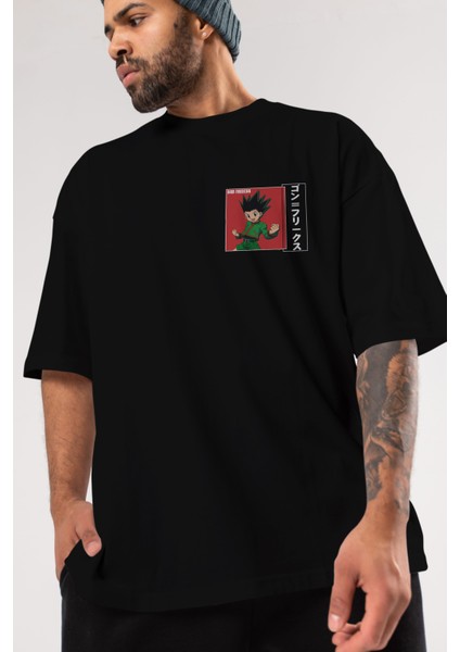 Gon Freecss Hunter x Hunter 5 Ön Sol Baskılı Oversize T-Shirt Erkek Kadın Unisex Pamuk Bisiklet Yaka Tişort modelleri