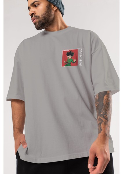 Gon Freecss Hunter x Hunter 5 Ön Sol Baskılı Oversize T-Shirt Erkek Kadın Unisex Pamuk Bisiklet Yaka Tişort modelleri