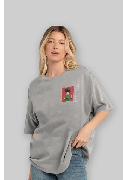 Gon Freecss Hunter x Hunter 5 Ön Sol Baskılı Oversize T-Shirt Erkek Kadın Unisex Pamuk Bisiklet Yaka Tişort fırsatları