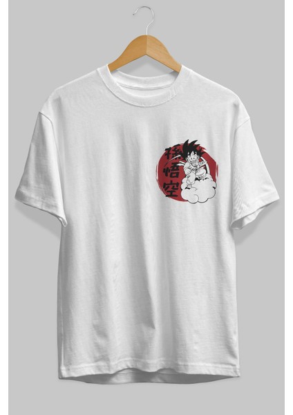 Dragon Ball Ön Sol Baskılı Oversize T-Shirt Erkek Kadın Unisex Pamuk Bisiklet Yaka Tişort fiyatları
