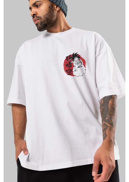 Dragon Ball Ön Sol Baskılı Oversize T-Shirt Erkek Kadın Unisex Pamuk Bisiklet Yaka Tişort modelleri
