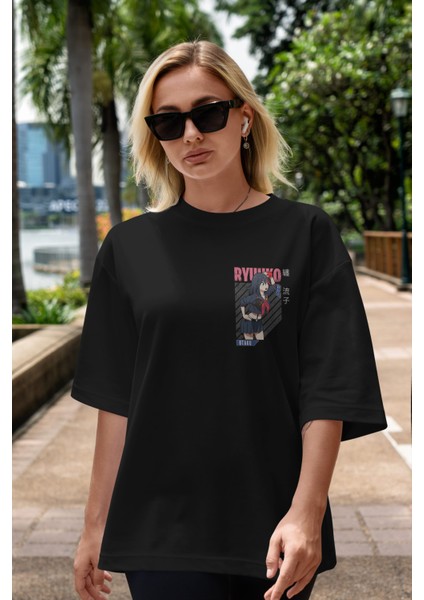 Ryuuko Matoi 6 Ön Sol Baskılı Oversize T-Shirt Erkek Kadın Unisex Pamuk Bisiklet Yaka Tişort indirimleri