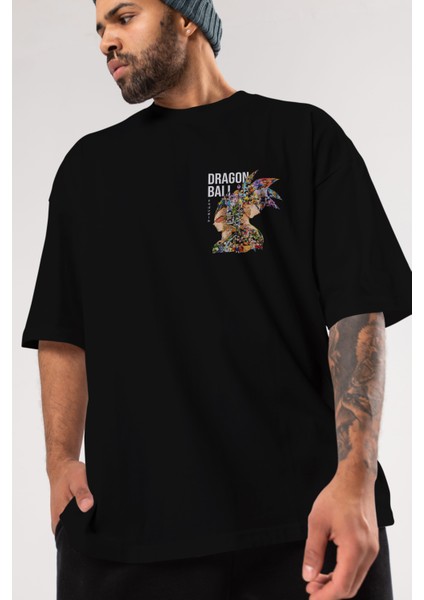 Dragon Ball Art (5) Ön Sol Baskılı Oversize T-Shirt Erkek Kadın Unisex Pamuk Bisiklet Yaka Tişort modelleri