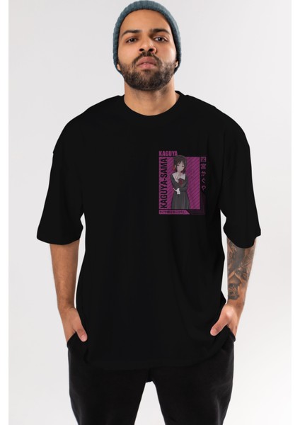 Kaguya Shinomiya 4 1 Ön Sol Baskılı Oversize T-Shirt Erkek Kadın Unisex Pamuk Bisiklet Yaka Tişort