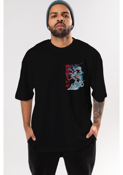 Monkey D. Luffy Gear5 2 Ön Sol Baskılı Oversize T-Shirt Erkek Kadın Unisex Pamuk Bisiklet Yaka Tişort