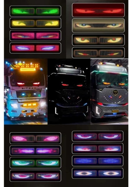 80+80cm 2'li Şeytan Led Gözler Animasyonlu Araba,kamyon,otobüs Kumandalı Esnek Ön Arka Cam Rgb Ekran fiyatları