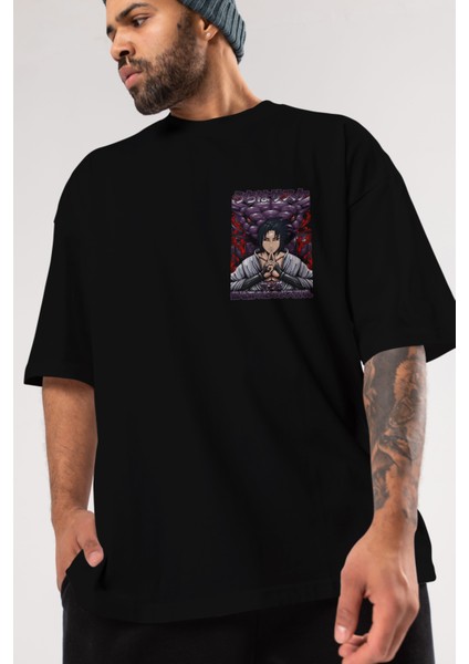 Naruto Sasuke Uchıha Ön Sol Baskılı Oversize T-Shirt Erkek Kadın Unisex Pamuk Bisiklet Yaka Tişort modelleri