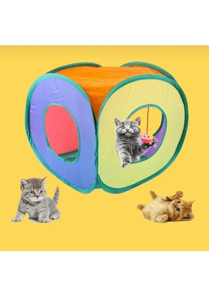 3 Çıkışlı Kedi Ev Tüneli Katlanır Gökkuşağı 3 Çıkış Kedi Köpek Oyun Tüneli Evcil Hayvan Oyun Tünel