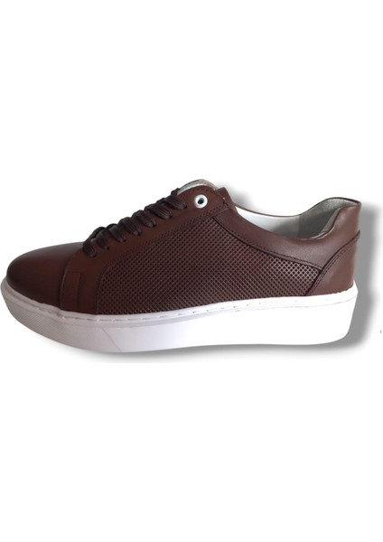 GE0065-7 Lazerli Deri Eva Taban Koku Yapmaz Erkek Sneaker Ayakkabı
