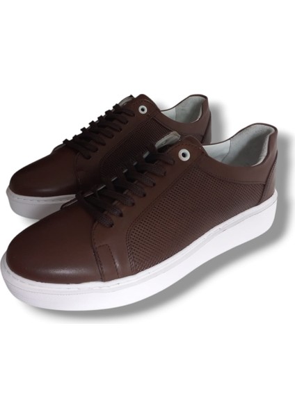 GE0065-7 Lazerli Deri Eva Taban Koku Yapmaz Erkek Sneaker Ayakkabı