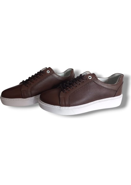 GE0065-7 Lazerli Deri Eva Taban Koku Yapmaz Erkek Sneaker Ayakkabı