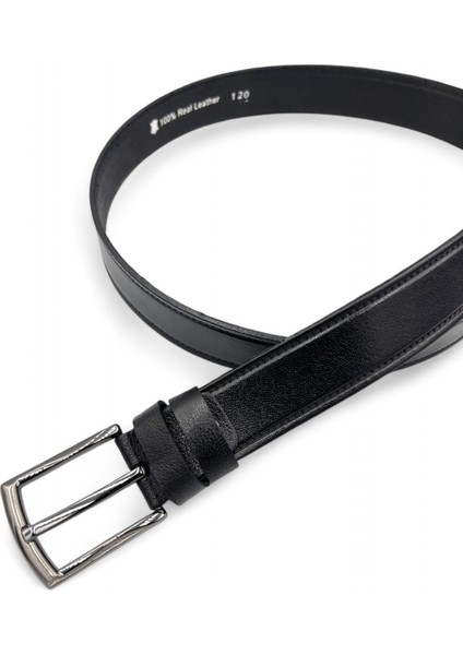 Kumaş Pantolonlarla Mükemmel Uyum Sağlayan, Şık ve Dayanıklı Siyah Deri Erkek Kemeri