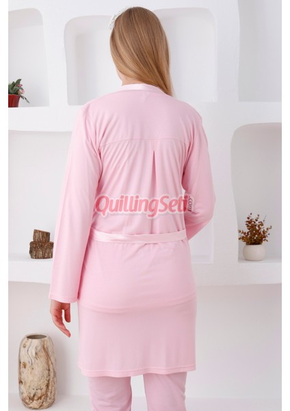 Renk Seçenekli Dantel Detaylı Sabahlıklı 3lü Lohusa Pijama Takımı - 3423 fiyatları