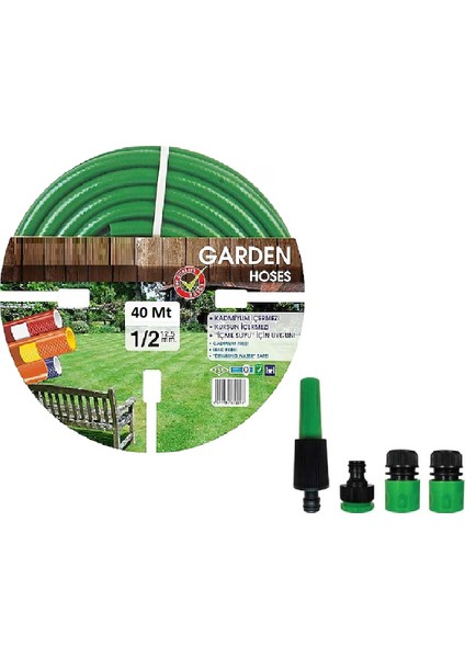 Garden VGG40 Kırılmaz Örgülü Bahçe Su Hortum Seti 40 mt 5 Parça