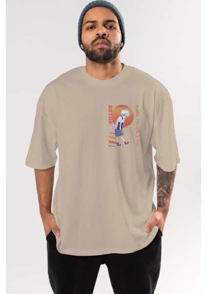 Killua Zoldyck 5 2 Ön Sol Baskılı Oversize T-Shirt Erkek Kadın Unisex Pamuk Bisiklet Yaka Tişort